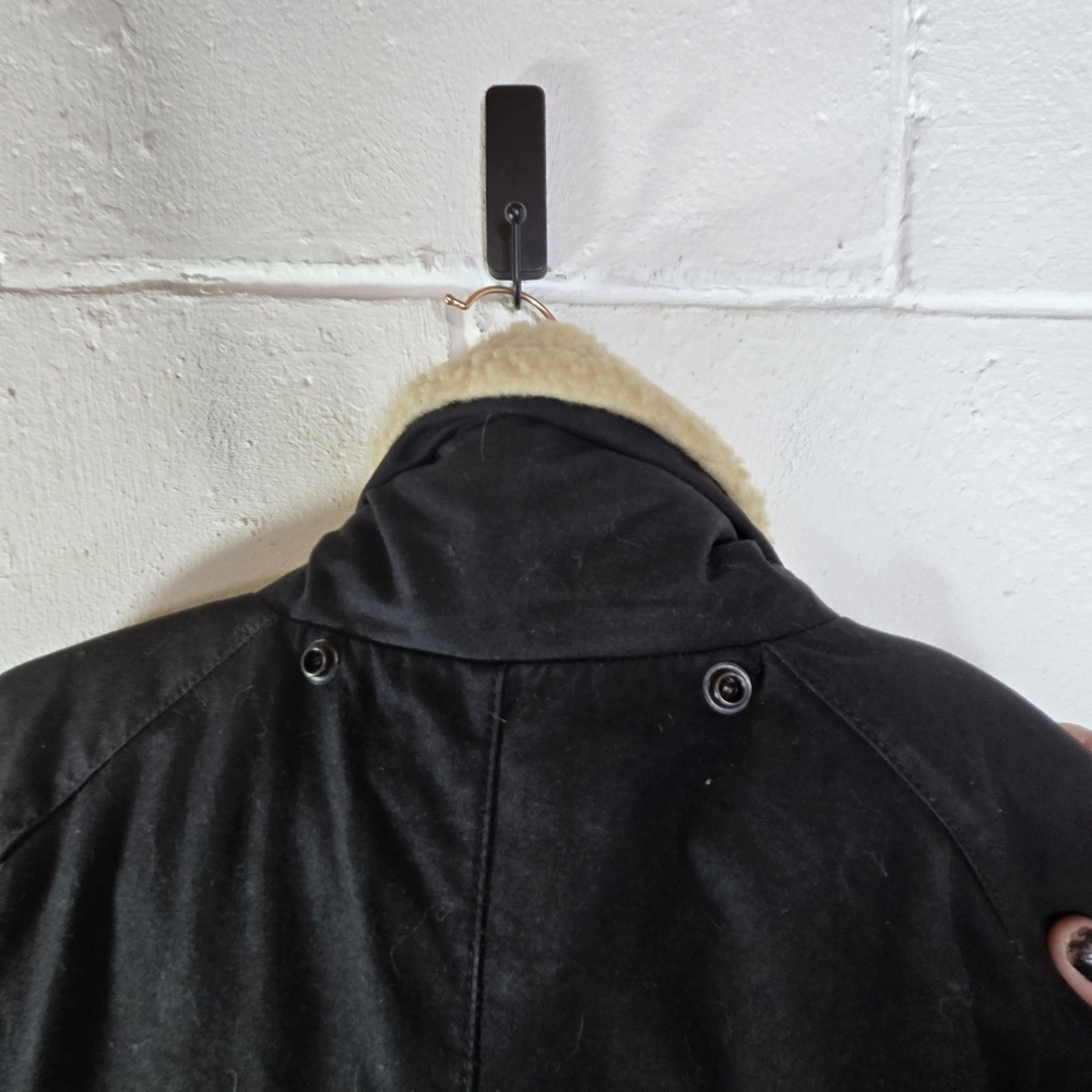 Vtg Outback Drover Rancher Duster Black Coated Oiled Wool Lined Long Coat Usa - Picture 14 of 16